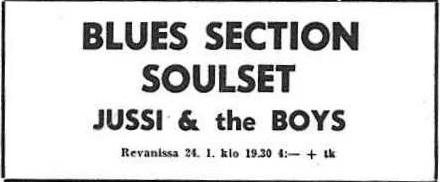 Gig advert in Ilta-Sanomat 24.01.1969