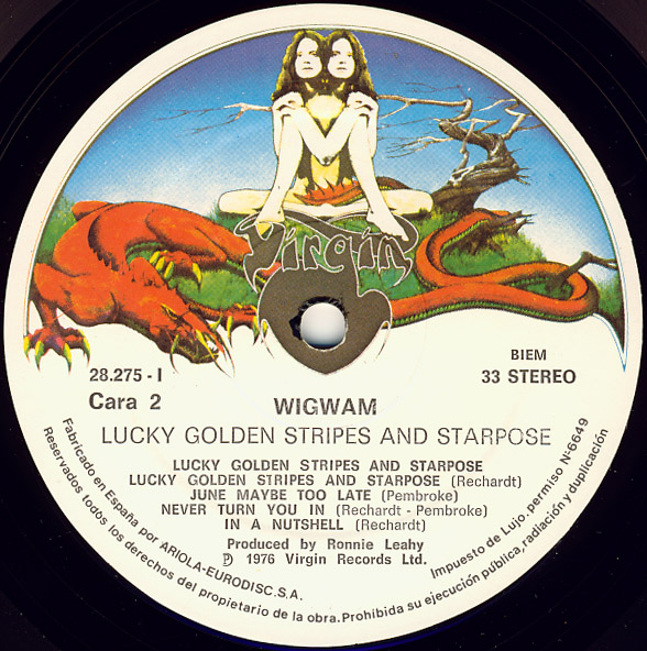 Lucky Golden Stripes label, side 2 (Virgin Spain)