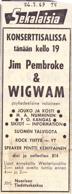 Advert for Turku concert