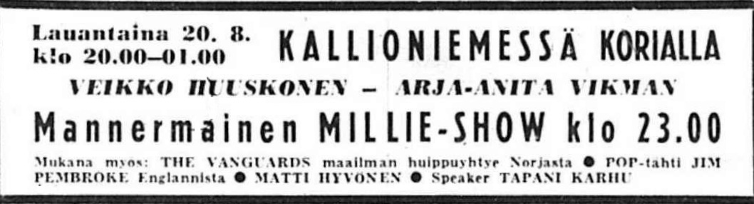 Advert for Koria 20.08.66 from ESS 19.08.66