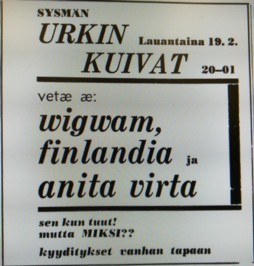 Advert from Etelä-Suomen Sanomat 17.02.72