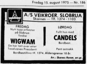 Advert from Glåmdalen 15.08.75