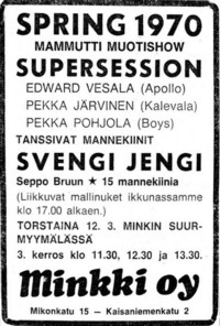 Advert from Helsingin Sanomat 11.03.70