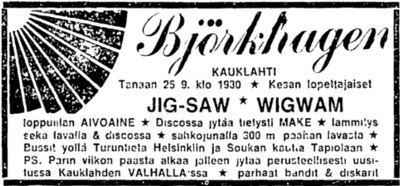 Advert from Helsingin Sanomat 25.09.71