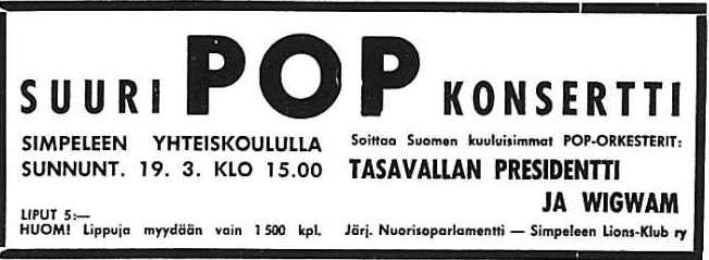 Advert for Simpele 19.03.72