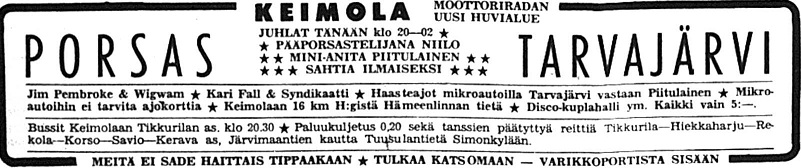 Advert for Keimola 19.07.69