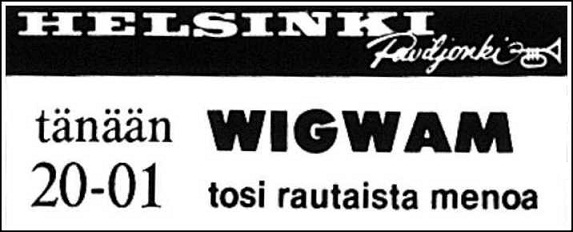 Advert for Helsinki-Paviljonki 02.09.76