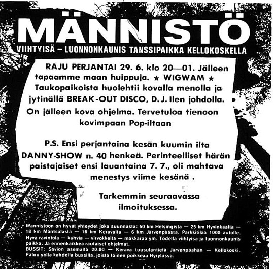 Advert for Männistö 29.06.73