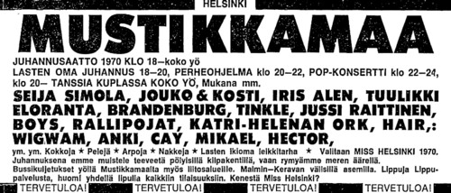 Advert for Helsinki 19.06.70