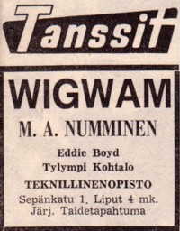 Advert for Turku gig