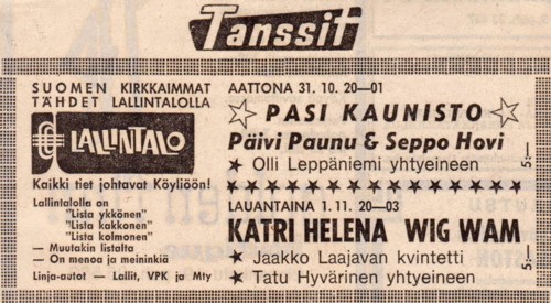 Advert for Köyliö gig